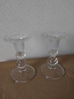 Set van 2 prachtige vintage glazen kandelaars, Ophalen of Verzenden, Glas