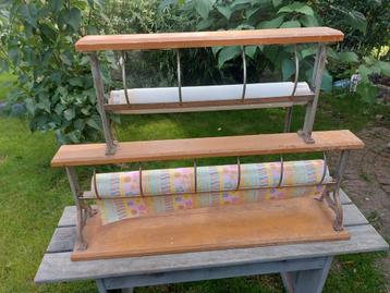 Antieke papierrol houder Voor 2 rollen 50 &70 cm rollen beschikbaar voor biedingen