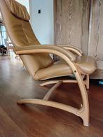 Leren fauteuil - Danish design (opknapper), Huis en Inrichting, Fauteuils, Gebruikt, 75 tot 100 cm, Ophalen of Verzenden, 50 tot 75 cm