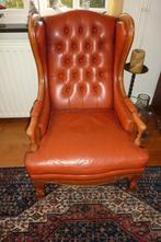 Zeer mooie Chesterfield Dames Fauteuil leder met oren, Retro, Huis en Inrichting, Fauteuils, Ophalen, Minder dan 75 cm, Leer, Zo goed als nieuw