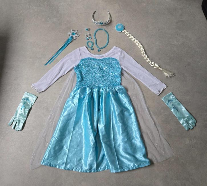 Jurk Frozen Elsa, Kinderen en Baby's, Carnavalskleding en Verkleedspullen, Gebruikt, Meisje, 122 t/m 128, Ophalen of Verzenden