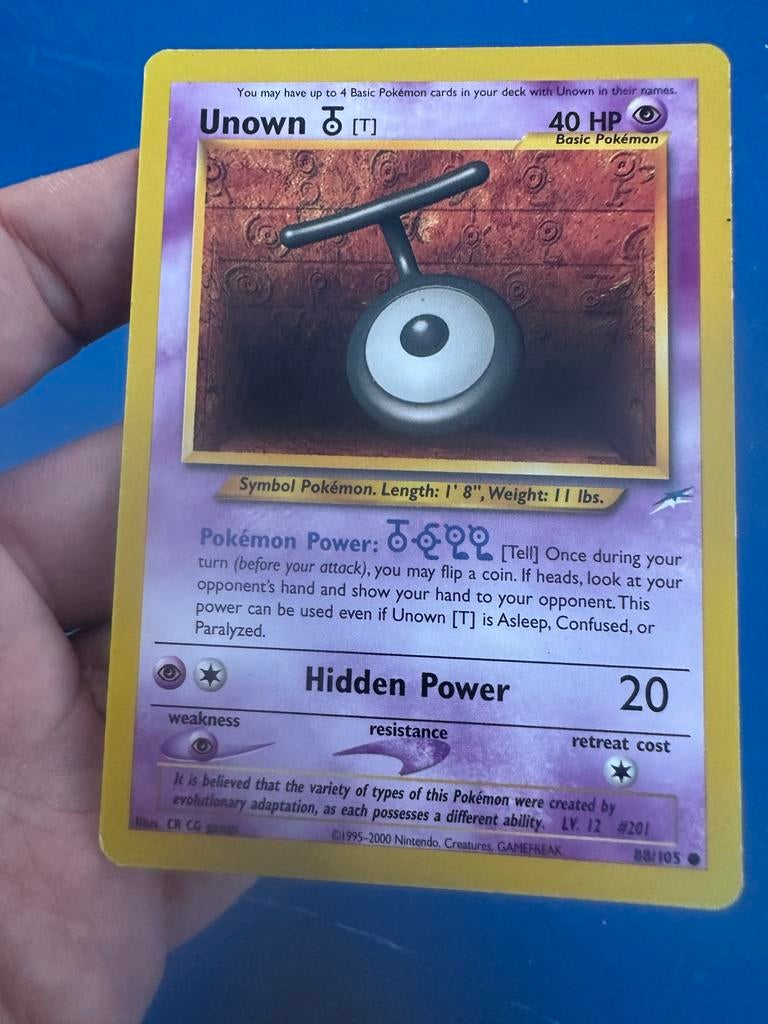 Unown [T] - Hidden Power - 88/105 Neo Destiny, Ophalen of Verzenden, Gebruikt, Losse kaart