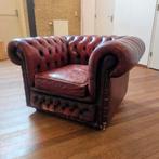 Rode leren vintage Chesterfield, Ophalen, Gebruikt, 100 tot 125 cm, Leer