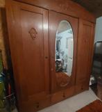 Antieke klerenkast met spiegel - woningontruiming, Gebruikt, Glas, 150 tot 200 cm, 150 tot 200 cm