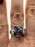 A616 Prachtige zilveren ring paarse steen maat 19, Sieraden, Tassen en Uiterlijk, Ringen, 19 tot 20, Ophalen of Verzenden, X, Dame