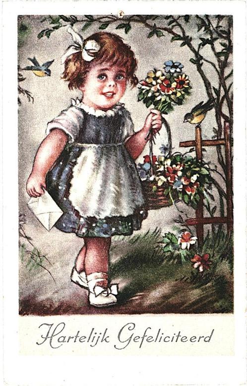 806216	vintage	Kinderkaart	Meisje	 	Nette oude kaart onbesch, Verzamelen, Ansichtkaarten | Themakaarten, Ongelopen, Kinderen, Ophalen of Verzenden