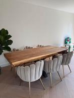 Boomstam tafel 9 cm, Ophalen of Verzenden, Vijf personen of meer, Rechthoekig