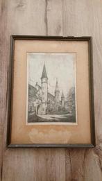 L. J. Braams - Abdij Middelburg 1947. Prachtige Zeeuwse ets., Antiek en Kunst, Kunst | Schilderijen | Klassiek, Ophalen of Verzenden