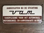 Oud emaille bord VAM vakopeiding auto motorrijwiel, Ophalen of Verzenden