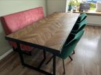 Eettafel geleefd teak hout 240x100cm visgraat, Huis en Inrichting, Tafels | Eettafels, Ophalen, Landelijk modern past bij riviera maison