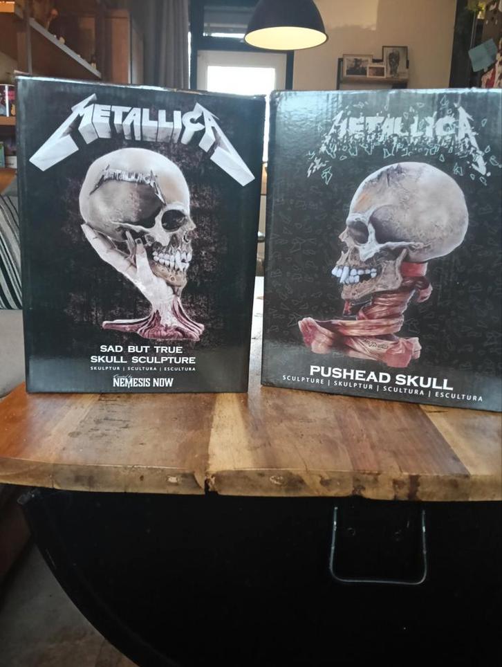 Metallica Skull Sculpturen - Set van 2 €100!!, Antiek en Kunst, Kunst | Beelden en Houtsnijwerken, Ophalen of Verzenden