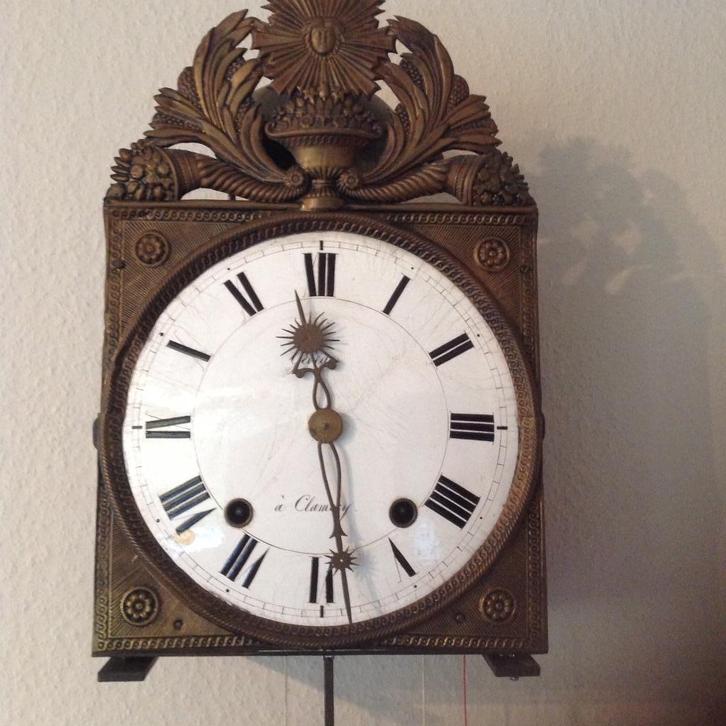 Comtoise, spillegang, met zonnetje, ca. 1830/40 uit erfenis, Antiek en Kunst, Antiek | Klokken, Ophalen