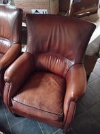 2 Leren Oorfauteuils, Huis en Inrichting, Fauteuils, Ophalen, Gebruikt, Klassiek, 75 tot 100 cm