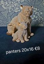 Mooi beeld panters goudkleurig met glitters woondecoratie, Verzamelen, Beelden en Beeldjes, Ophalen, Zo goed als nieuw, Dier