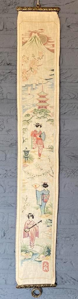 Vintage geborduurd schellekoord Japanse geishas beschikbaar voor biedingen