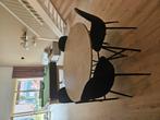 Ronde eettafel met 4 stoelen, Ophalen, Rond, Zo goed als nieuw, 100 tot 150 cm