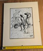 Gave prent lijst 24x30cm vintage gesigneerd SAMBAL jaren '80, Ophalen of Verzenden