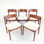 Vintage teakhouten stoelen teddy nieuw gestoffeerd dining, Hout, ., Wit, Ophalen of Verzenden