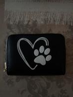 Leuke zwarte portemonnee met pootafdruk, Zwart, Zo goed als nieuw, Leer, Ophalen