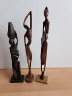 3 smalle houten beeldjes 30, 35 en 36 cm, Antiek en Kunst, Kunst | Beelden en Houtsnijwerken, Ophalen of Verzenden