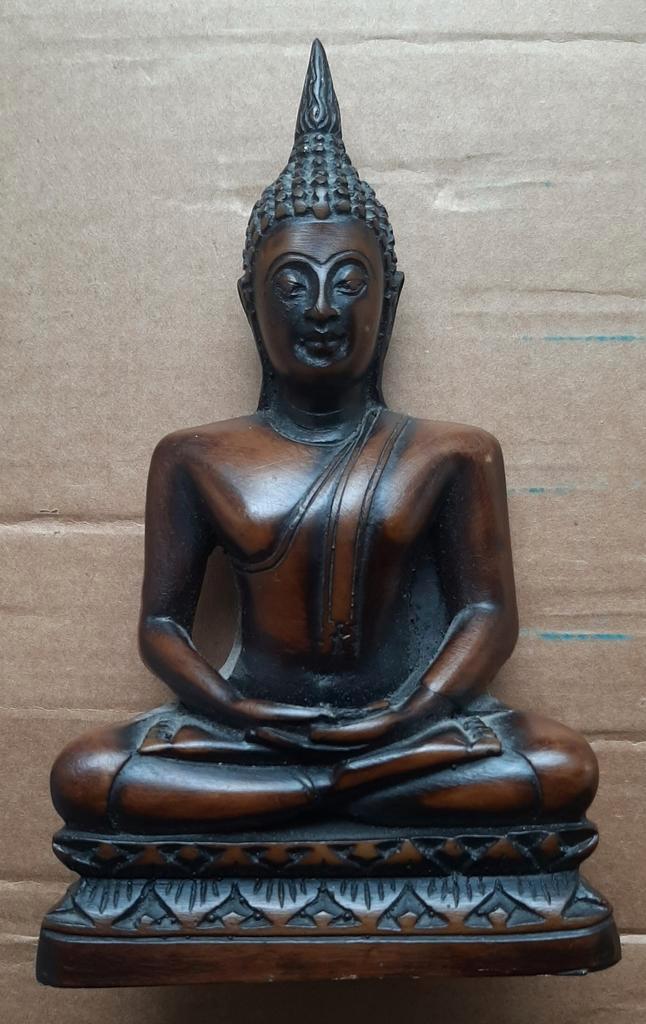 Houten Boeddha beeld, Somdej Toh, Thailand, 1990, handwerk, Huis en Inrichting, Woonaccessoires | Boeddhabeelden, Zo goed als nieuw