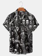 Horror overhemd 2 (heren mannen eng halloween shirt hawaii), Verzenden, Nieuw, Zwart, Overige halswijdtes