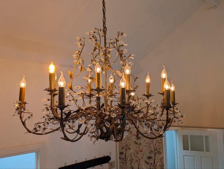 Leclercq & Bouwman Kroonluchter Elegance ovaal 120x70, Huis en Inrichting, Lampen | Kroonluchters, Zo goed als nieuw, Glas, Metaal