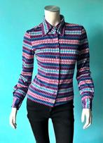 Vintage jaren 70 blouse multi colour maat S, Kleding | Dames, Blouses en Tunieken, Vintage, Verzenden, Gedragen, Maat 36 (S)