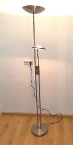 Jan des Bouvrie RVS vloerlamp 180cm en leeslamp hoogte 140cm, Huis en Inrichting, Lampen | Vloerlampen, Ophalen, Gebruikt, Glas