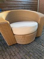 Dedon draaistoel en hocker met bijpassend kussen, 2 zitplaatsen, Kunststof, Gebruikt, Ophalen of Verzenden