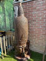 Houten boeddha hoofd 170 CM hoog, Antiek en Kunst, Ophalen