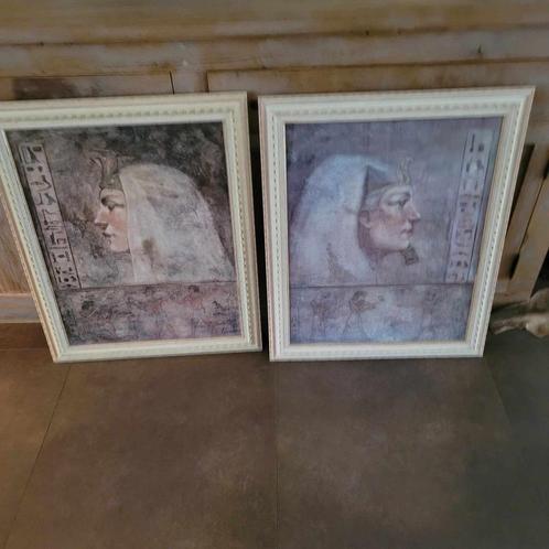 Set van lijsten met 2 prints, thema egypte cleopatra, ramses, Huis en Inrichting, Woonaccessoires | Lijsten, Gebruikt, 50 tot 75 cm