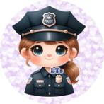 L281 ouwel politie 20x4,7cm eetbare cupcake rondjes vers, Ophalen of Verzenden, Nieuw, Cupcakes, Versiering