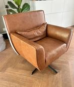 Fauteuil leer met stof / draaibaar, Gebruikt, 75 tot 100 cm, 75 tot 100 cm, Ophalen