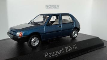 Peugeot 205 GL 1.1 5 Deurs 1988 Blue Ming 1:43 Norev Pol beschikbaar voor biedingen