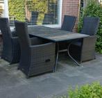 Vier degelijke verstelbare tuinstoelen (wicker/grijs), Ophalen, 4 zitplaatsen, Gebruikt, Wicker