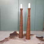 Vintage rotan kaarskandelaars, Overige materialen, Gebruikt, Ophalen of Verzenden, 75 cm of meer