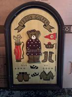 Wandbord hout beertje “ Teddy golfer”, Ophalen of Verzenden