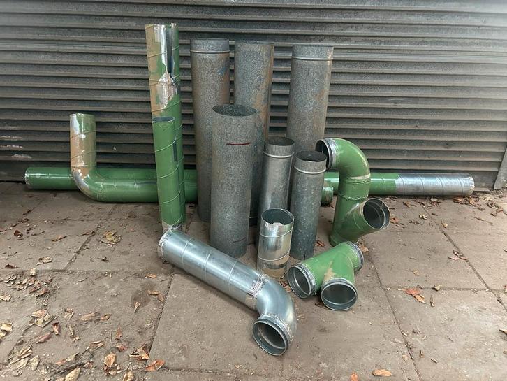 Stofafzuiging Pijpen/Bochten Houtmot, Doe-het-zelf en Verbouw, Buizen en Afvoer, Gebruikt, Afvoer, Aluminium, Minder dan 2 meter