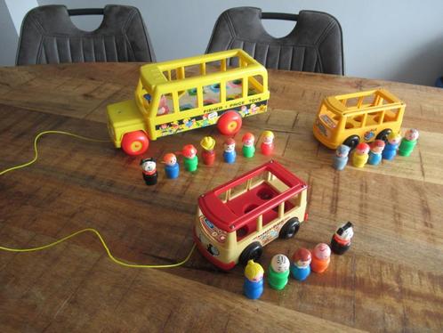 3x VINTAGE Fisher Price Schoolbus 192 compleet met poppetjes, Kinderen en Baby's, Speelgoed | Fisher-Price, Gebruikt, Speelset