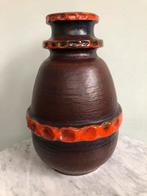 Vintage Retro West-Germany vaas, bruin/oranje 30 cm. hoog, Ophalen of Verzenden