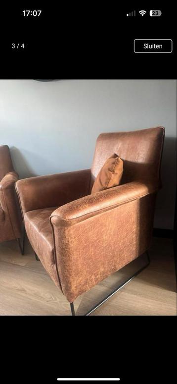 Cognac Leren Fauteuils beschikbaar voor biedingen