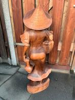 Indonesisch houten beeld - Vrouw met mand, Ophalen of Verzenden