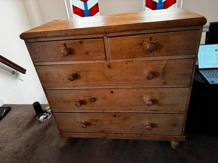 Houten Commode - Anieke Stijl, Huis en Inrichting, Kasten | Dressoirs, Gebruikt, 100 tot 150 cm, 25 tot 50 cm, Met lade(s), Eikenhout