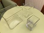 3x glazen accubak, Huis en Inrichting, Ophalen, Overige kleuren, Minder dan 50 cm, Glas