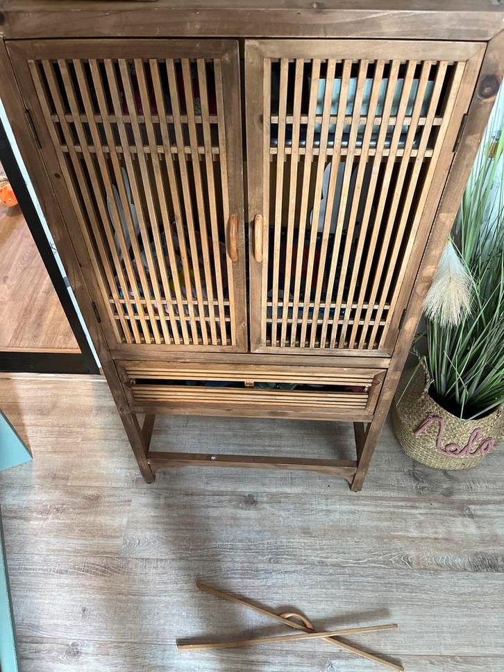 Houten kast met lade en deuren, Huis en Inrichting, Kasten | Kledingkasten, Gebruikt, 100 tot 150 cm, 50 tot 100 cm, 25 tot 50 cm