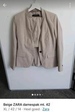 Beige Damespak van ZARA mt. XL/42, Kostuum of Pak, Maat 42/44 (L), Ophalen of Verzenden, Zo goed als nieuw