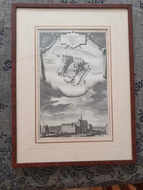 gravure Jan Goeree nonnenklooster Amsterdam ca 1765., Antiek en Kunst, Kunst | Etsen en Gravures, Ophalen