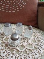 4 Brocante Kleine Glazen Zoutvaatjes ** Mimosa **, Antiek en Kunst, Antiek | Servies los, Ophalen of Verzenden