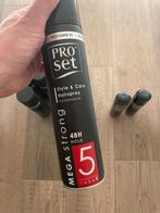 Pro Set Mega Strong Style & Care hairspray (2 stuks te koop), Verzenden, Nieuw, Gel, Wax, Haarlak of Mousse